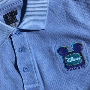 Vtg Disney Channel Embroidered Logo Light Blue Polo Shirt - Size Men’s Large